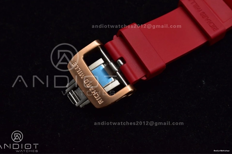 1:1 KVF Best NTPT Red on Dial Edition 1020 Strap Chrono A7750 RM011 Rubber ModernLook Crystal V Lotus 0215